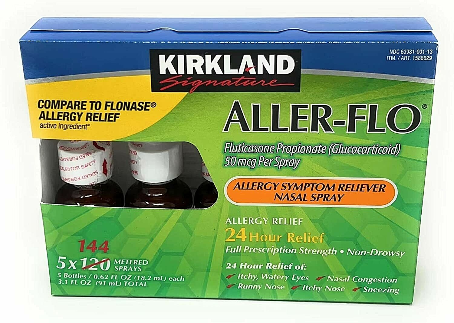 Kirkland AllerFlo Allergy Relief Nasal Spray Hay Fever Fluticasone 5 Bottles eBay