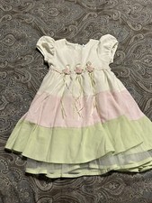 Girls RARE EDITIONS Cream Pink Yellow Beautiful Formal Dress Size 5