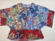John Mark Womens S/M Floral Patchwork Top Boho