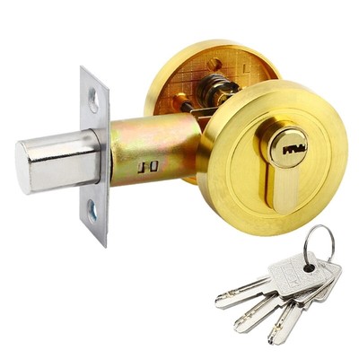 Single Cylinder Deadbolts Round Door Lock Key Entry for Front Bedroom Bathroom