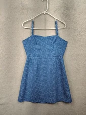 French Connection Women Dress 8 Blue Floral Poly Blend Sleeveless Fit Flare Mini