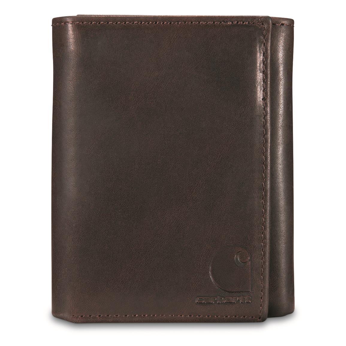 New Carhartt Oil Tan Leather Trifold Wallet Full-grain Oil-Finished Leather