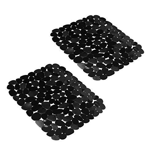 Kitchen Sink Mats, 2Pcs Adjustable Black PVC Sink Protector Mats for