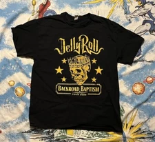 Jelly Roll Concert T-Shirt 2023 Backroad Baptism Tour L DOUBLE SIDED Country