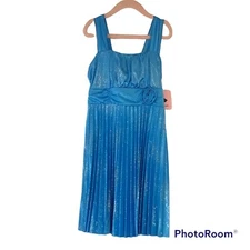 Amy's Closet NWT Girls Blue With Silver Metallic Glitter  Sleeveless Size 8