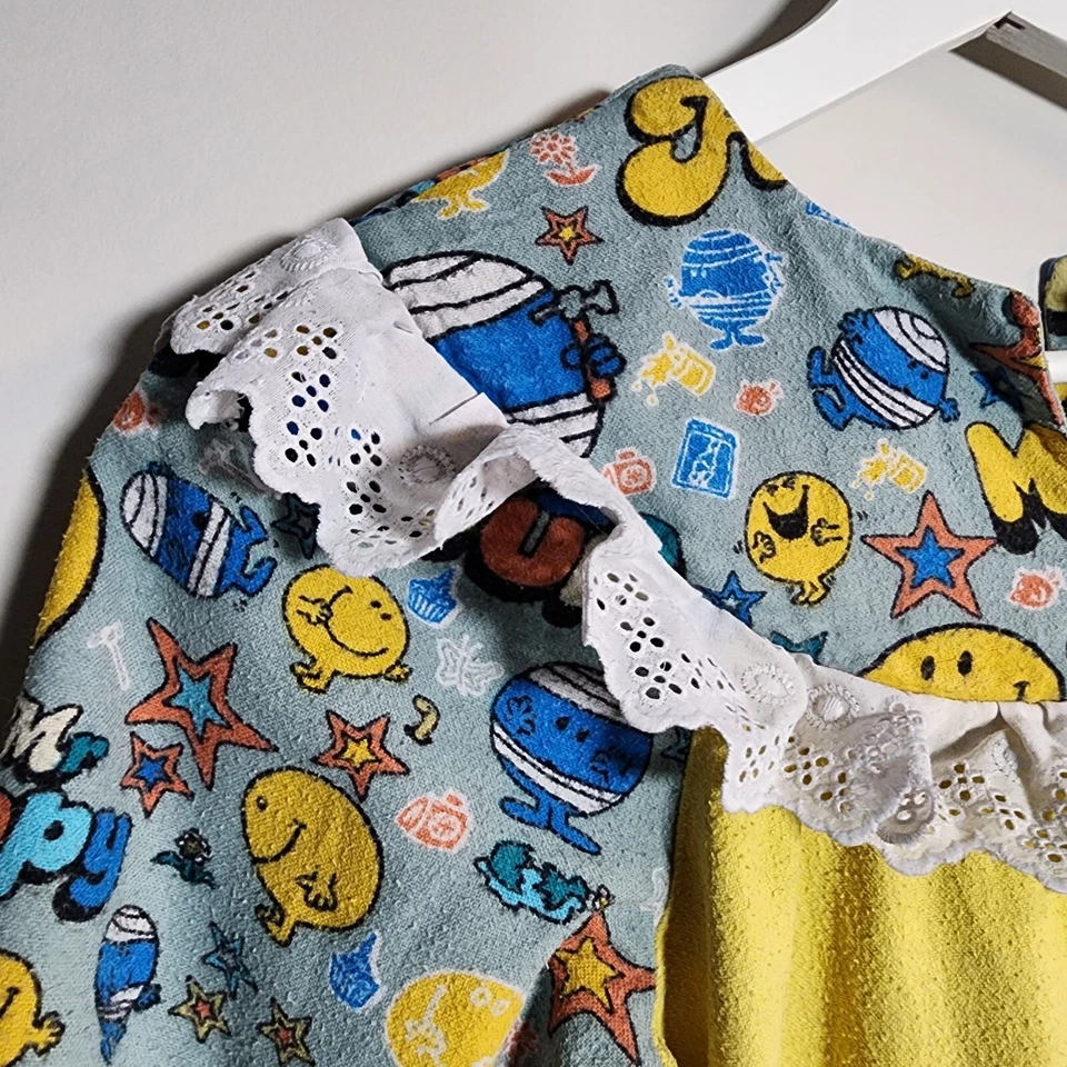 Vintage Mr Men Dress Handmade Girls Size 8-10 Years 1980s *Pilling Stain READ - Image 3 of 4
