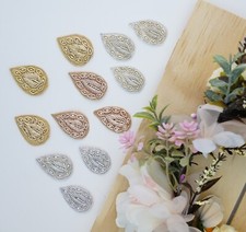 10 pc Indian Sewing Applique Tear Drop Shape Zari Metallic colour Sequence Craft