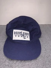 Deep Eddy Vodka Pinup Girl Logo White Patch Blue Cotton Canvas Snapback Hat Cap