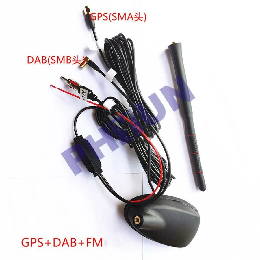 Antenas de montaje en techo de automóvil Sistema de navegación GPS Amplificador de radio Antena DAB y FM/AM Foto 2 de 4