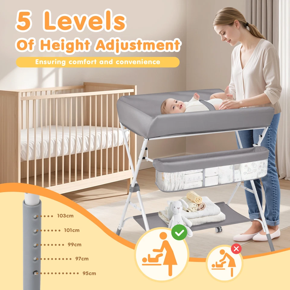 4-in-1 Baby Changing Table w/ Storage Basket Adjustable Infant Diaper Station - image 3 of 4