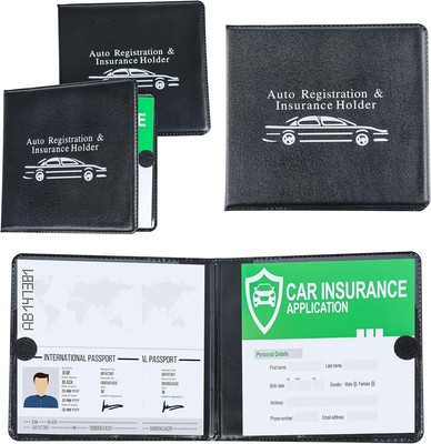 2 Pcs Car Registration & Insurance Holder ID Holder Glove Box Organizer