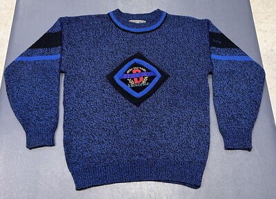 VINTAGE BUGLE BOY EXCELLENCE LOGO KNIT SWEATER ADULT LARGE 80S MADE IN U.S.A.