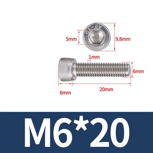 M6 ALLEN CAP SCREWS BOLTS A2 STAINLESS STEEL SOCKET SCREW HEX HEAD DIN 912 - Picture 13 of 28