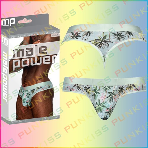 Male Power Mens Flamingo Print Thong Briefs💋Elastic Waistband Underwear For Men - Picture 2 of 6