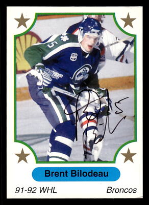 Brent Bilodeau 1991-92 7th Inning Sketch WHL #180 Auto Swift Current Broncos