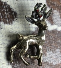 Vintage Gerry's Small Christmas Reindeer Pin Brooch AS IS