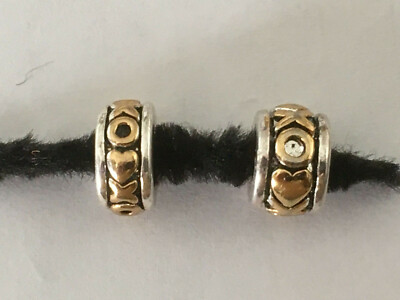 You Choose DaVinci Spacer Bead Selection of Two Tone X O with Hearts 2 styles