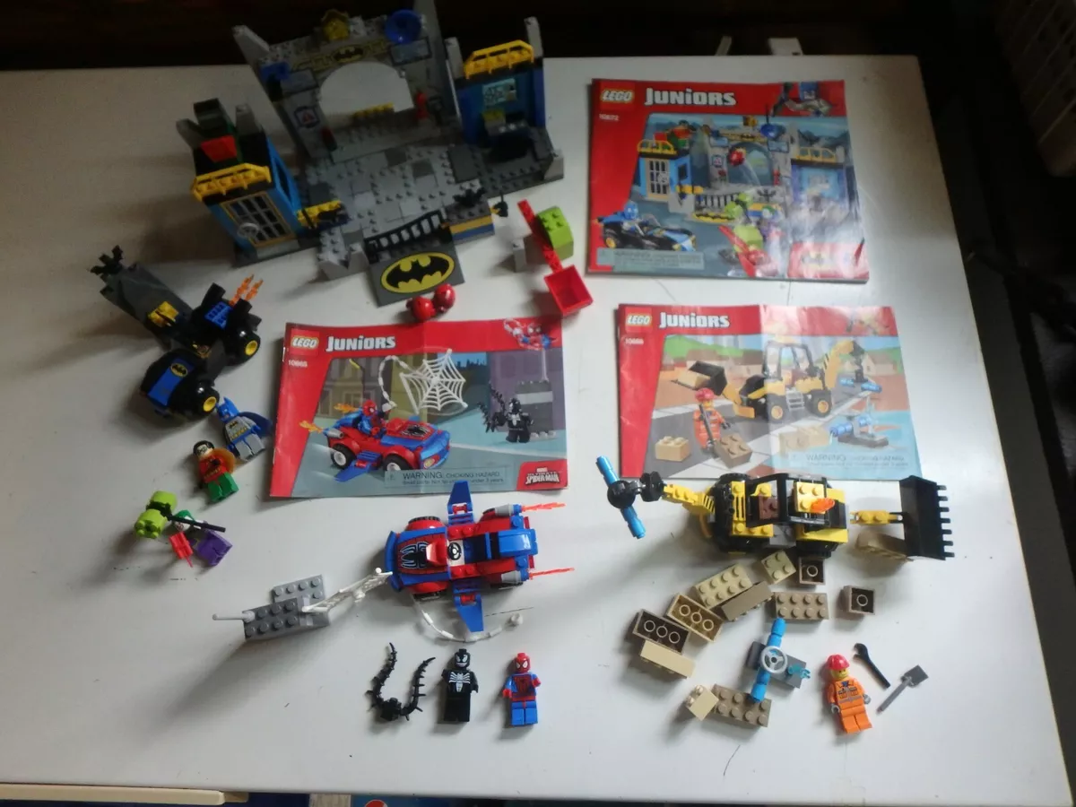 Lego Juniors Lot 10672 Batman 10665 Spider Man 10666 Digger 100 Complete