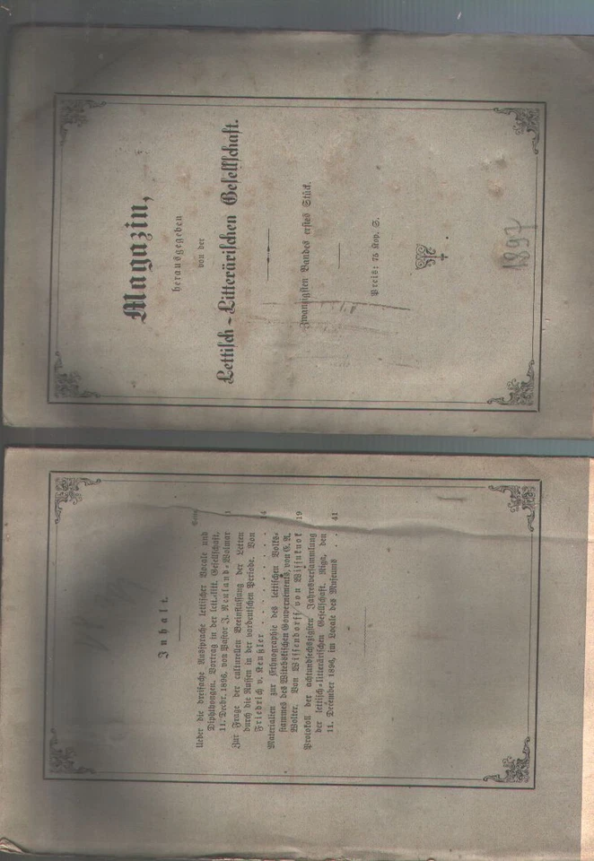 Magazin herausgegeben von der Lettisch - Literärischen Gesellschaft  Zwanzigst - Bild 1 von 1