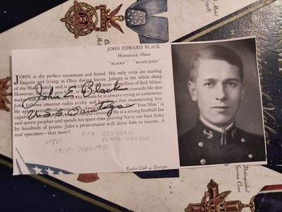 Lt.(jg) JOHN E. BLACK KIA USS Utah Pearl Harbor Signed 1938 USNA Photo X-RARE!!!