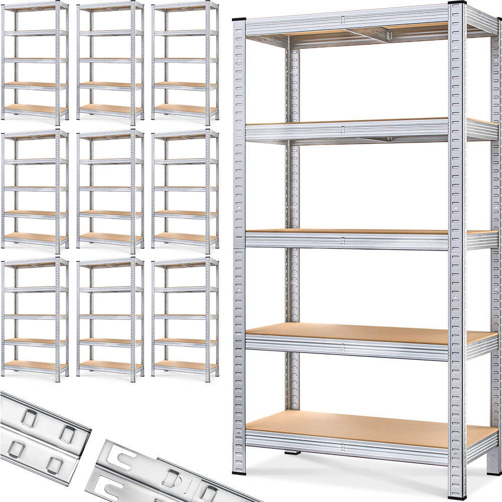 Étagère charge lourde galvanisée 180x90x40 cm lot de 10 pour stockage de garage