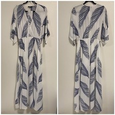 Lulus Dress Women’s Size Medium Sign of the Times Blue Leaf Print Maxi Dress
