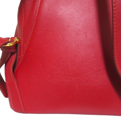 LOEWE Vintage Anton Leather Backpack Red Gold Metal Women 