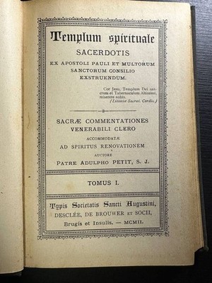 Templum spiritual tomus I | PATRÉ ADULPHO PETIT S. J | Guter Zustand
