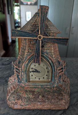 VERY NICE VINTAGE 1930's DELUXE CLOCK & MFG. CO. - ''THE VILLAGE MILL'' CLOCK