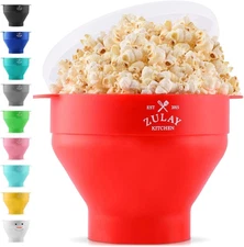 Zulay Microwave Popcorn Popper Bowl Maker with Lid - Collapsible, Bpa-Free Silic