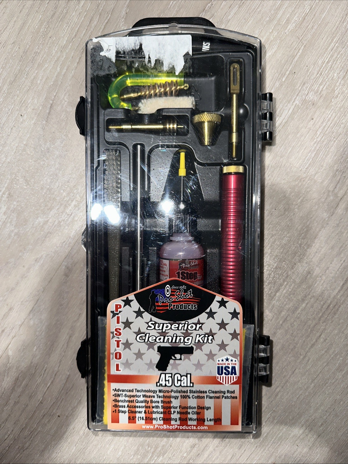 PRO-SHOT PRODUCTS 45 Cal. Pistol Classic Cleaning Box Kit (P45KIT)