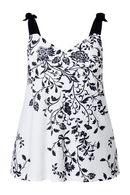 MIAMODA Damen große Größen Top A Linie Mesh florales Muster Binde Träger 841794