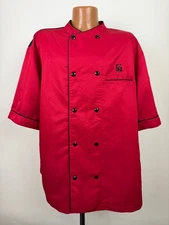Chick-Fil-A Chef Coat Men 2XL Short Sleeve Red Fast Food Employee Uniform Oobe