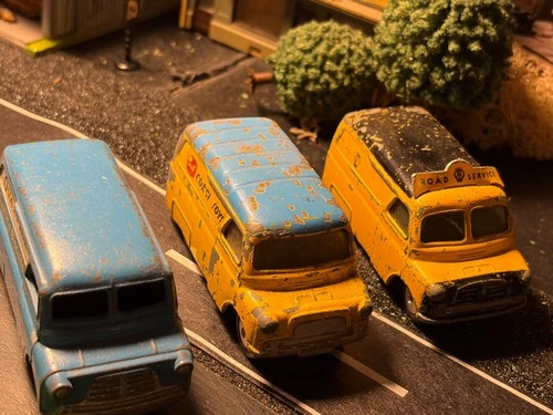 VINTAGE CORGI/DINKY  BEDFORD DELIVERY VANS -CORGI TOYS, OVALTINE & ROAD SERVICE
