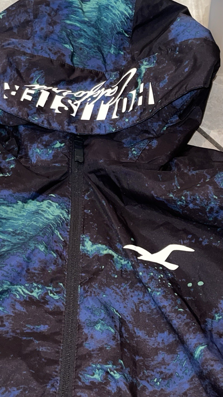 Hollister Jacket Mens Size S Cameo Hooded Lined Full Zip Windbreaker Logo - second product detail image