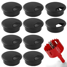 Desk Grommet 2 Inch 50 Mm 10 Pieces, Desk Hole Cover for Cables Black, ABS Pla