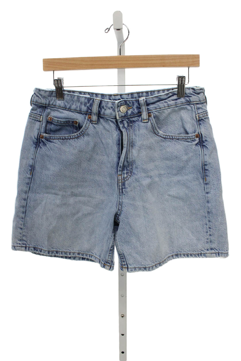 Zara Womens Mom Denim Shorts Blue Button Size 8Free Shipping in US $100+ Orders | $6.95 Orders Below