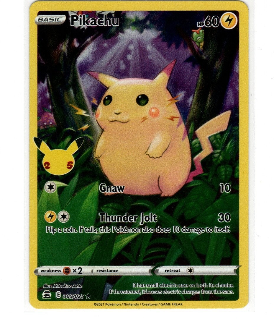 FULL ART Pikachu 005/025 Pokemon 25th Anniversary Celebrations Holo (FREE S&H)