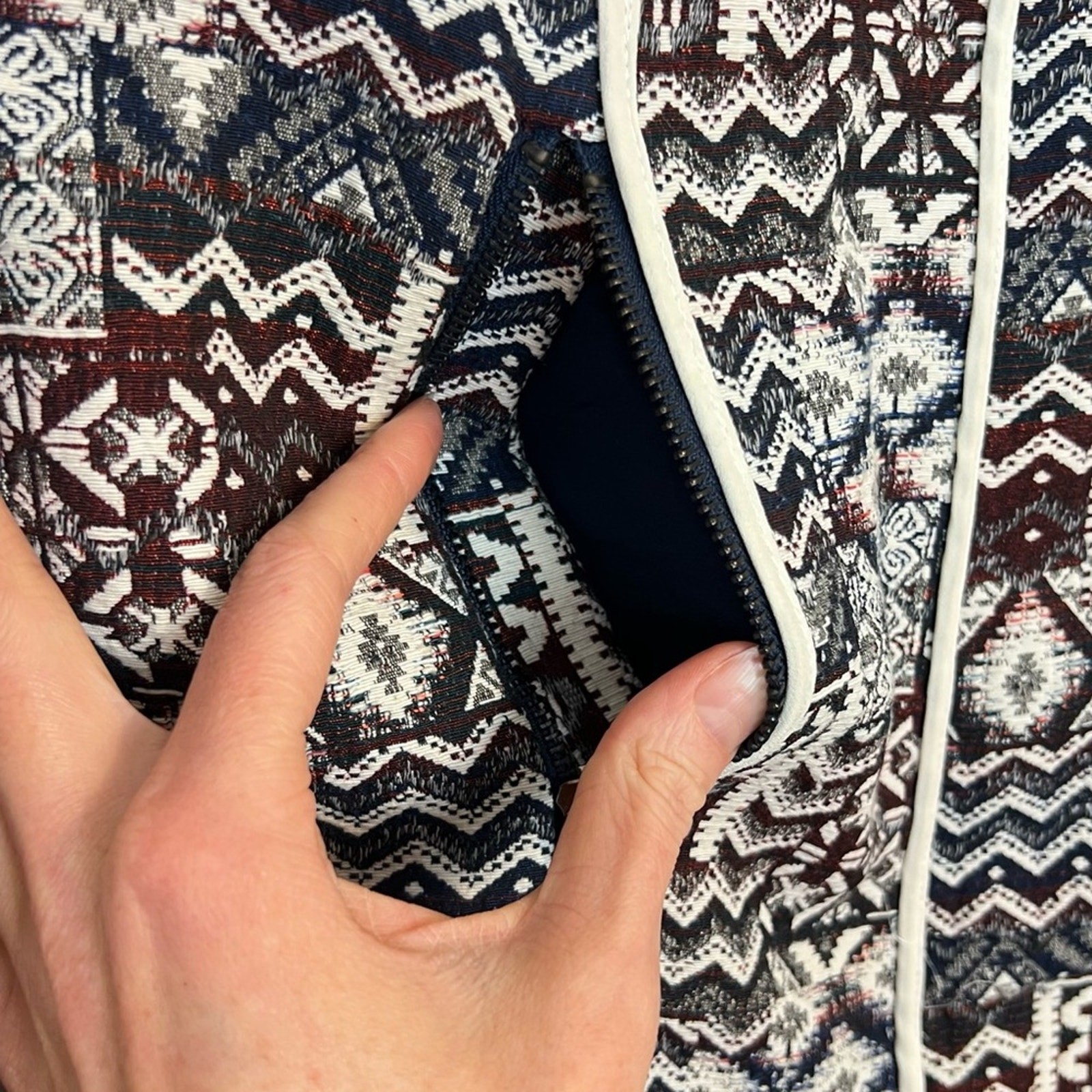 Zara Basic Patchwork Motorcycle Longline Blazer J… - image 6