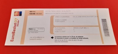 used ticket EUROBASKET 2007 (Poland, Slovenia. France, Italy)