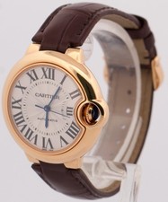 Ladies Cartier Ballon Bleu 18K Rose Gold 33mm Leather Automatic 3682 W6920097 3