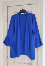 Susan Graver Women's Blue Open Front Long Sleeve Liquid Knit Cardigan Sz M