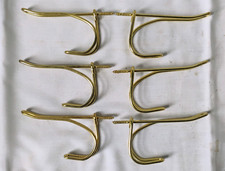 6 Double Bright Brass Finish Wire HAT COAT HOOKS RUSTIC Farmhouse Decor NOS