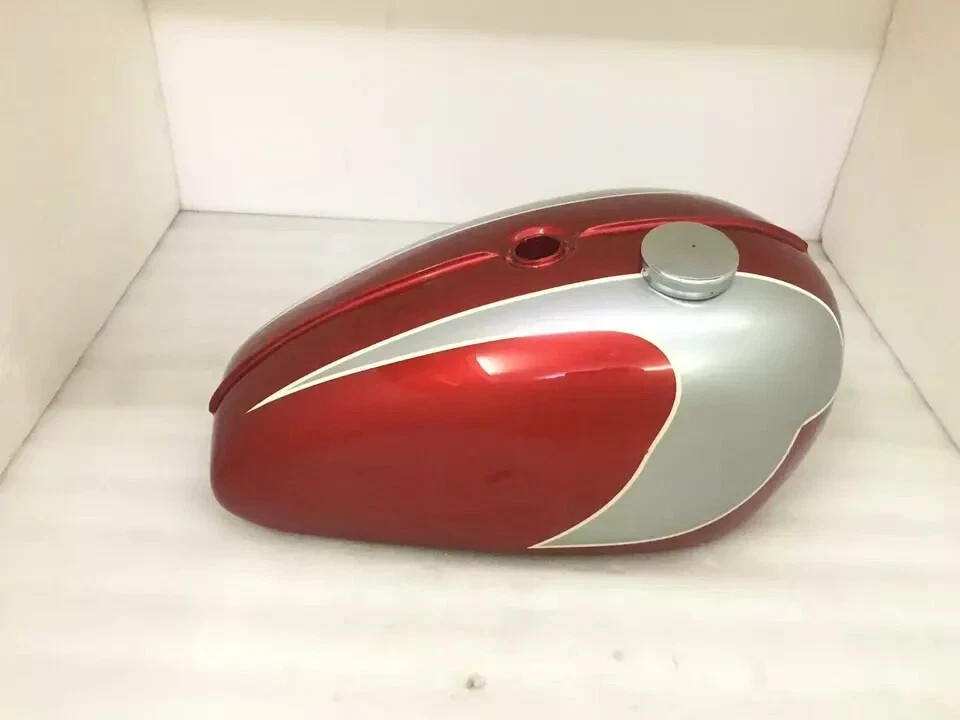 Triumph T120 Oif Cherry & Silver Painted Alloy Petrol Gas Tank 1971 And Onwards