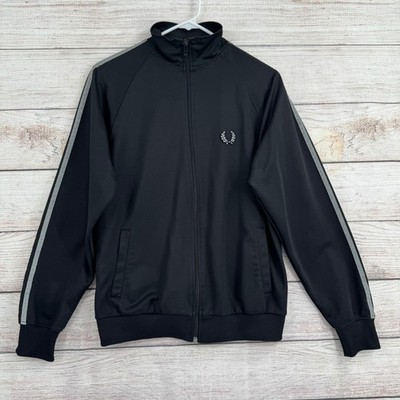 Fred Perry Track Jacket Mens XS Black Grey Stripe Full Zip J2100 Sportswear