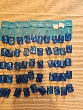 10 NEW HILDIE & JO 10” Strand 1" SAPPHIRE BLUE RECTANGLE GLASS CLEAR SEED BEADS 