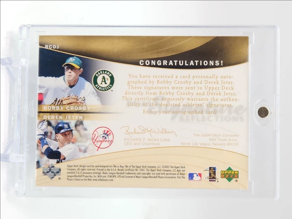 BOBBY CROSBY DEREK JETER 2005 UD DUAL SIGNATURE REFLECTIONS AUTO Q5580 - Image 2 of 2