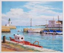 Pastel paysage Île de Ré - signé Bruno Richard - Paysage pastel fonds d'atelier