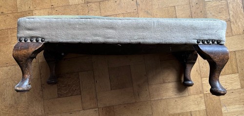 Vintage Wooden Tapestry Footstool needlepoint pastoral Georgian style Italian - Picture 5 of 9