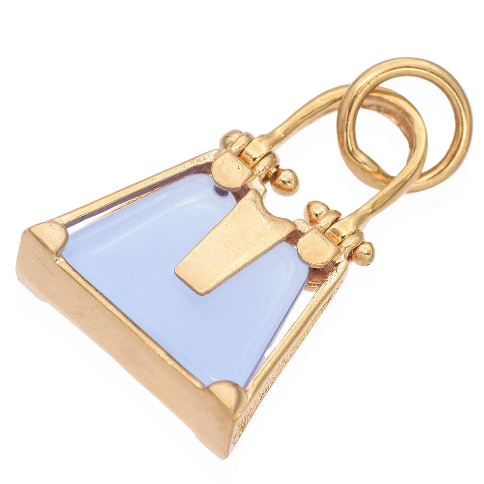 Dije de cartera de vidrio púrpura de oro amarillo de 18 quilates Foto 4 de 4